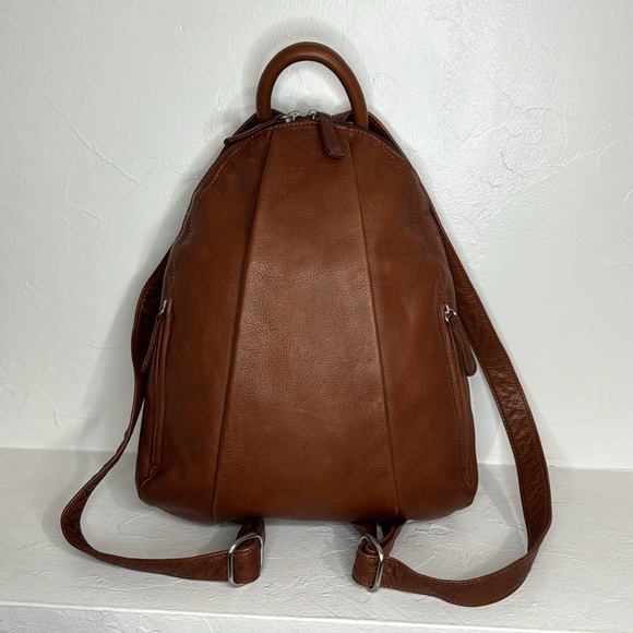 Osgoode Marley Teardrop Multi Zip Brandy Leather Backpack - Picture 4 of 14